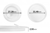 Plastični međupoklopac (PE) bele boje, visine 2,92 mm i prečnika 27,28 mm (mali prečnik: 22,48 mm) - 12 kom