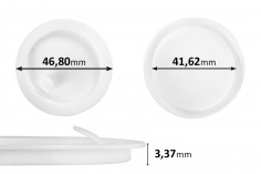 Plastični međupoklopac (PE) bele boje, visine 3,37 mm i prečnika 46,80 mm (mali prečnik: 41,62 mm) - 12 kom