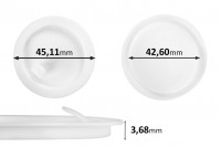 Plastična PE bela zaptivka debljine 3,68 mm - veći prečnik 45,11 mm (manji prečnik: 42,60 mm) - 12kom