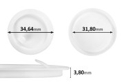 Plastični međupoklopac (PE) bele boje, visine 3,80 mm i prečnika 34,64 mm (mali prečnik: 31,80 mm) - 12 kom