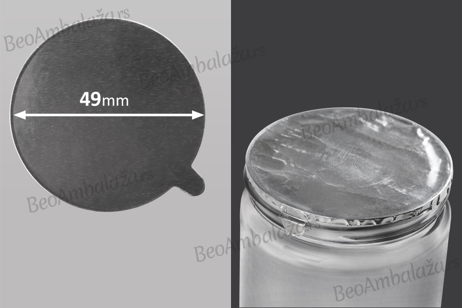 Srebrna samolepljiva aluminijumska zaptivka 49mm - 12 kom