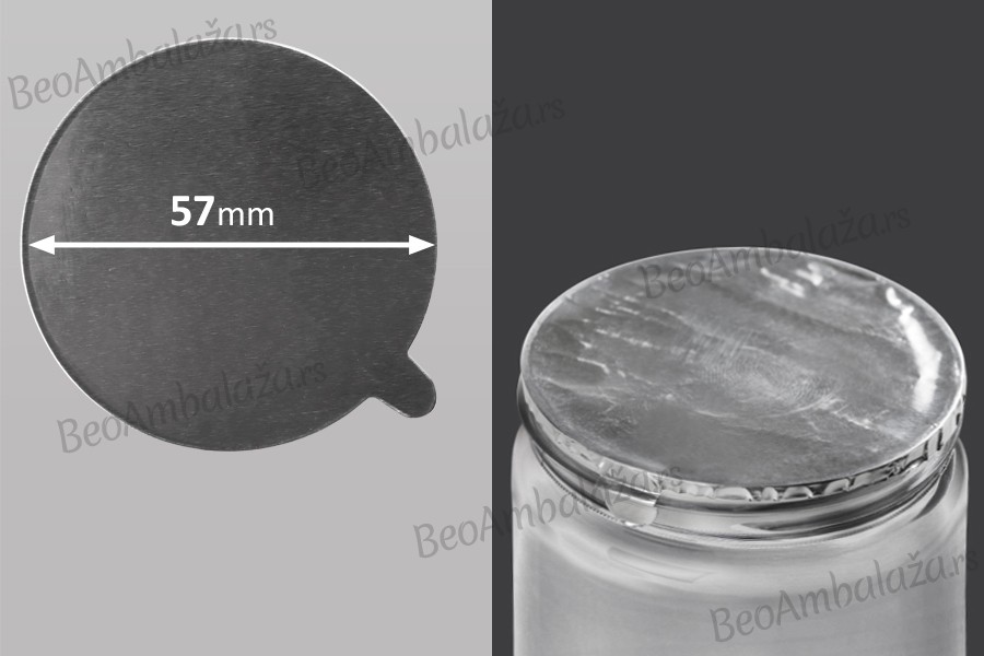 Srebrni samolepljivi aluminijumski međupoklopac 57mm- 8kom