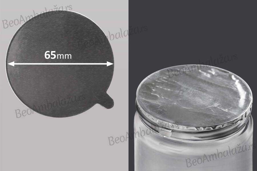 Srebrna samolepljiva aluminijumska zaptivka 65mm - 10 kom Srebrna samolepljiva aluminijumska zaptivka 65mm - 10 kom