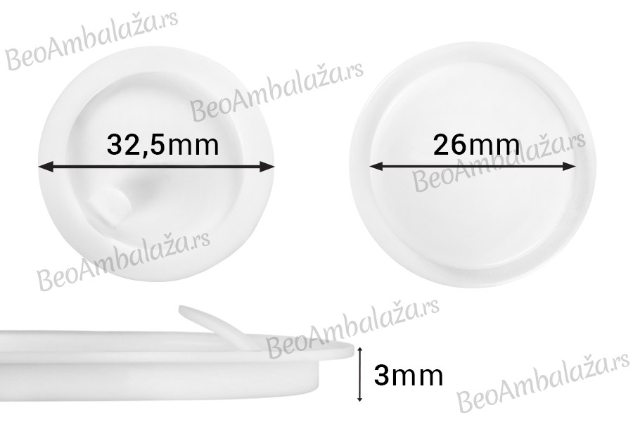 Plastičan PE beli međupoklopac 32,5mm, za tegle od 30mL