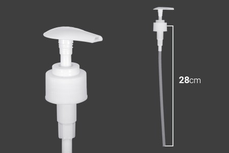 Plastična bela pumpica 28/410 za kreme sa sigurnosnim mehanizmom-dimenzije_slike