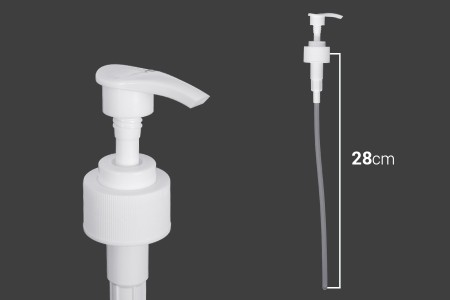 Plastična bela pumpica 28/410 za kreme sa sigurnosnim mehanizmom-dimenzije_slike