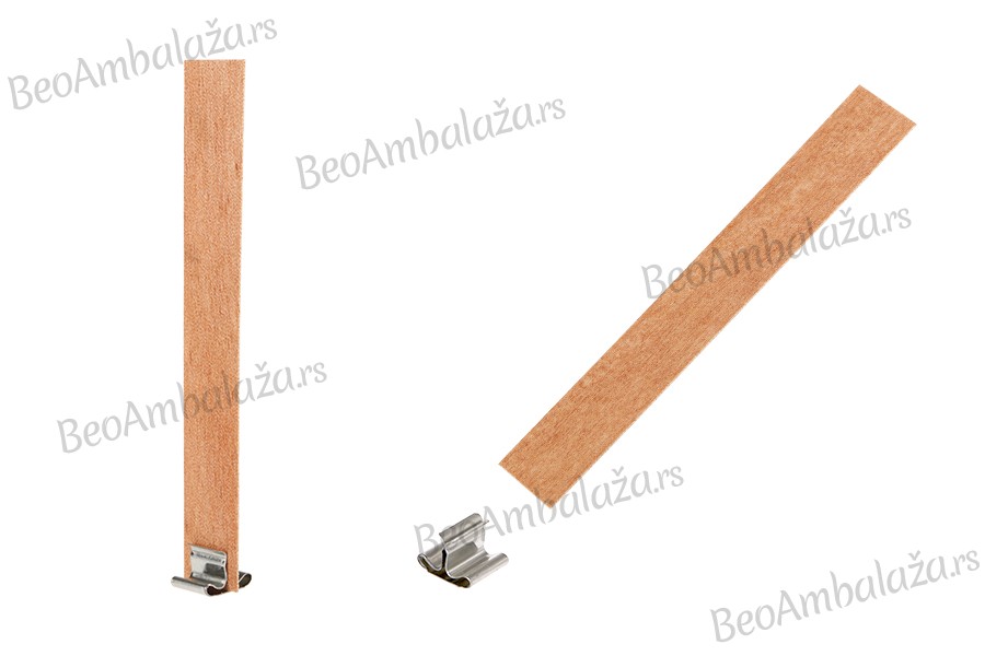 Drveni fitilj 19x130 mm sa metalnom osnovom za sveće - 25 kom Drveni fitilj 19x130 mm sa metalnom osnovom za sveće - 25 kom