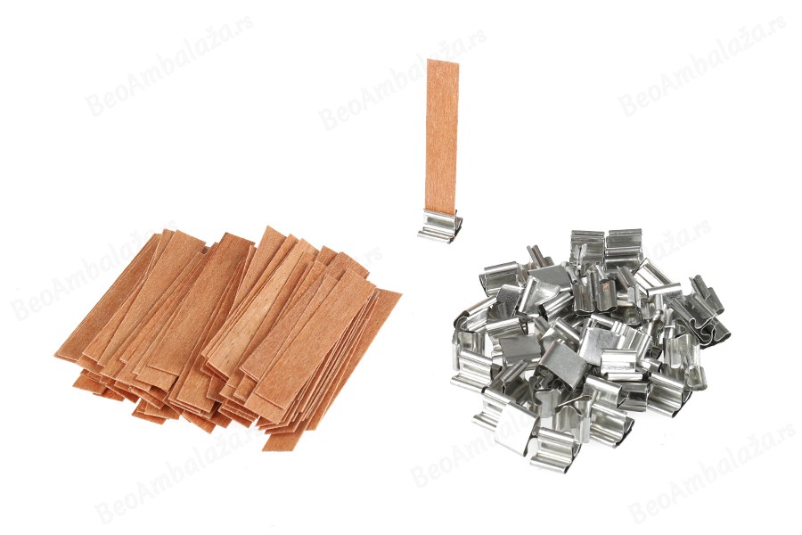 Drveni fitilj 12,5x75mm sa metalnom osnovom za sveće - 25 kom-