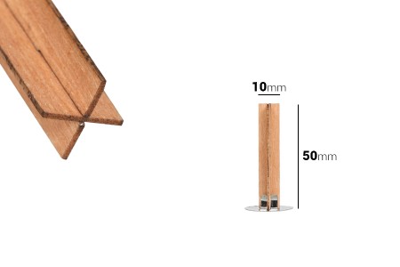 Drveni krstasti fitilj 10x50 mm sa metalnom osnovom za sveću - 25 kom-2