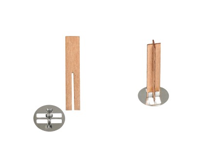 Drveni krstasti fitilj 10x50 mm sa metalnom osnovom za sveću - 25 kom-1