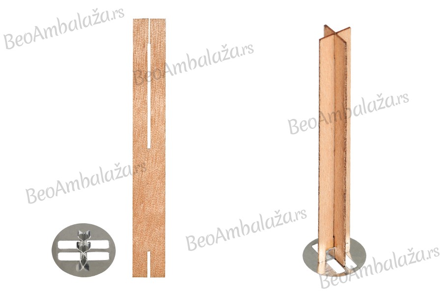 Drveni krstasti fitilj 13x100 mm sa metalnom osnovom za sveću - 25 kom