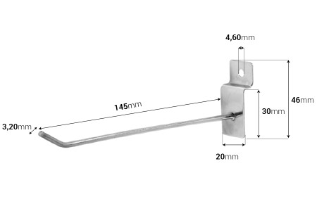 Metalna kukica 145mm za izlaganje proizvoda-dimenzije_slike