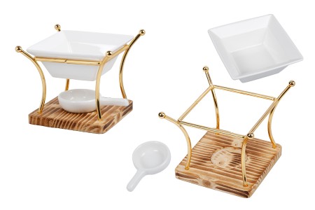 Metalni osveživač prostora sa drvenom osnovom, keramičkom kašikom i posudom za voskove i ulja-slika_proizvoda