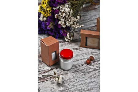 Kartonska kutija 45x45x65mm sa prozorom, u dezenu drveta, za teglice za kreme od 30mL i 40mL - 50 kom-grupa_slika