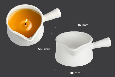 Keramička posuda 290mL sa drškom i izlivom za vosak za masažu-2