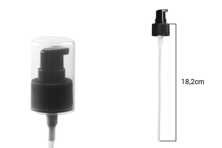 Plastična crna pumpica PP24 za kreme sa providnim zatvaračem-dimenzije_slike