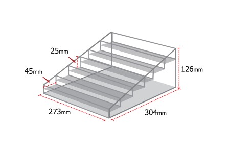 Stalak (postolje) od pleksiglasa 273x304x126mm sa 6 nivoa-3
