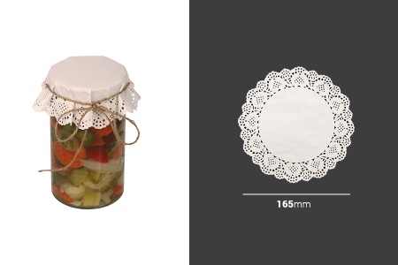 Ukrasni čipkani papirni pokrivači u beloj boji 165 mm - 100 kom-dimenzije_slike