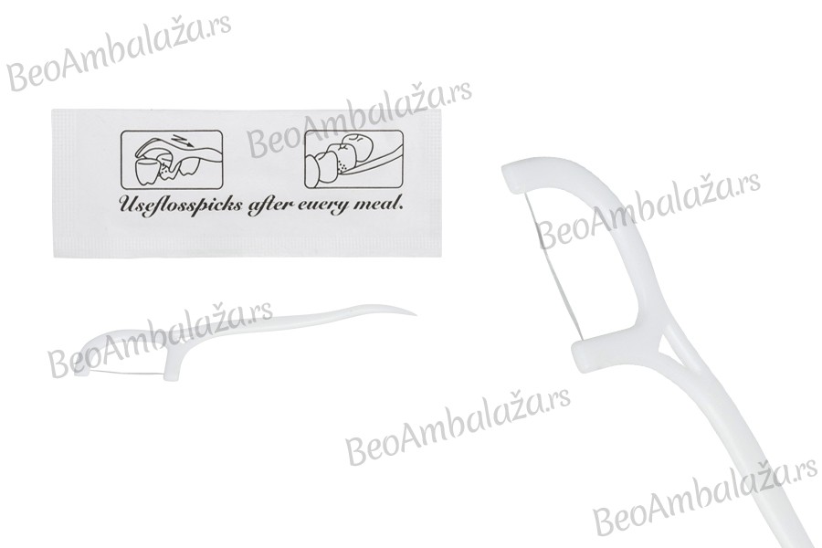 Дентал Флосс са ручком 7 цм у појединачном пакету од 100 ком