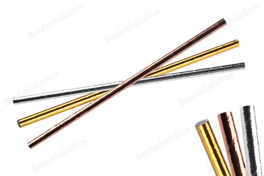 Papirne slamčice 197x6 mm ekološke u metalik nijansama – 25 komada-slika_proizvoda