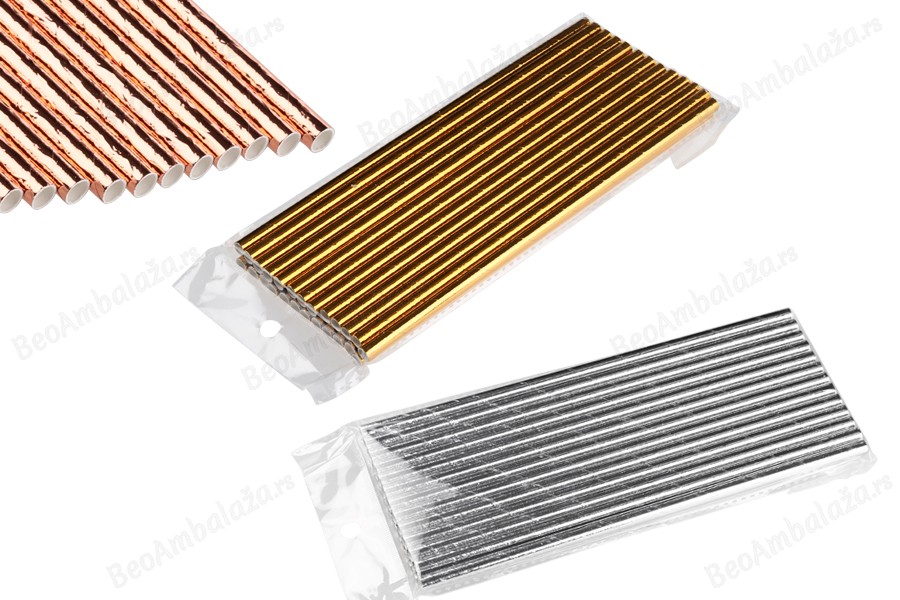 Papirne slamčice 197x6 mm ekološke u metalik nijansama – 25 komada-dimenzije_slike
