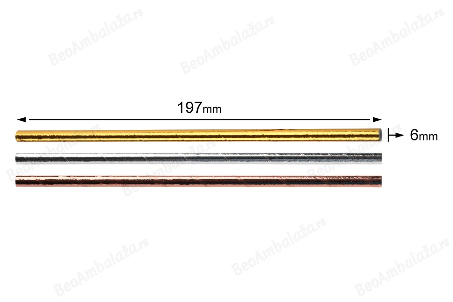 Papirne slamčice 197x6 mm ekološke u metalik nijansama – 25 komada-