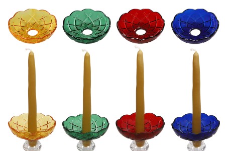 Dekorativna staklena ploča sa rupom u sredini (26 mm) za sveće i lustere, više boja - 6 kom-dimenzije_slike