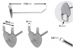 Metalna kukica sa osnovom u obliku srca 115mm, za izlaganje proizvoda