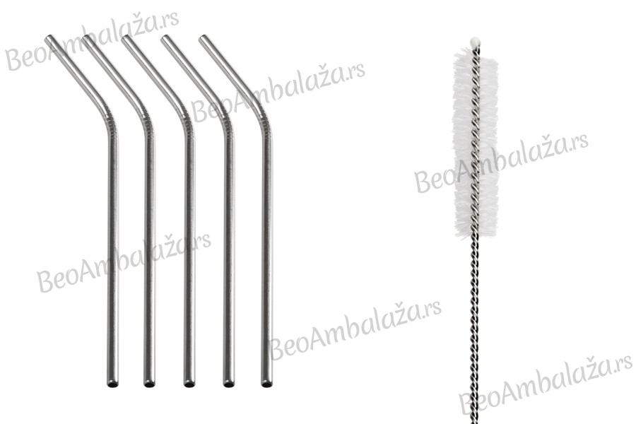 Metalne slamke od nerđajućeg čelika 240 mm zajedno sa četkicom za čišćenje (5+1) kom 