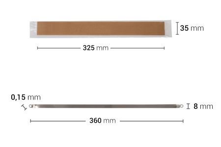 Zamenska tkanina 325x35 mm i žica 360x8 mm za toplotni ručni zavarivač kesa-dimenzije_slike