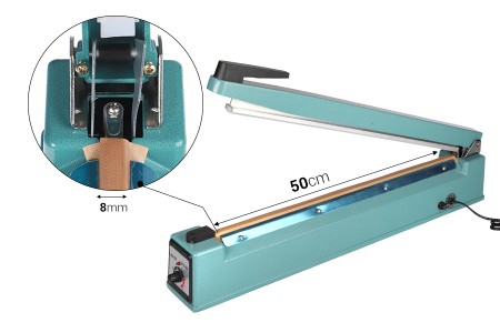 Stona mašina za termičko zatvaranje kesa - dužina lepljenja 50 cm, širina 8 mm-dimenzije_slike