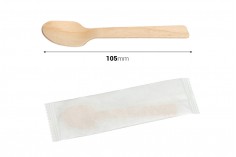 Drvene kašičice 105 mm u papirnoj ambalaži za jednokratnu upotrebu – pakovanje od 100 komada