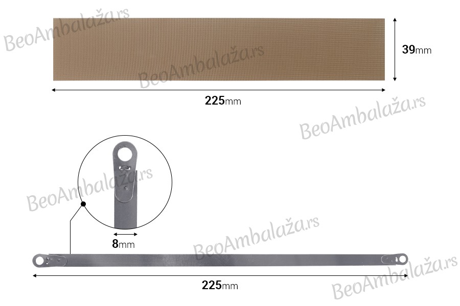 Rezervna tkanina 225x39 mm i žica 225x8 mm za mašinu za termičko zatvaranje