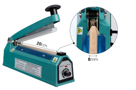 Stona mašina za termičko zatvaranje kesa - dužina lepljenja 20 cm, širina 8 mm-dimenzije_slike