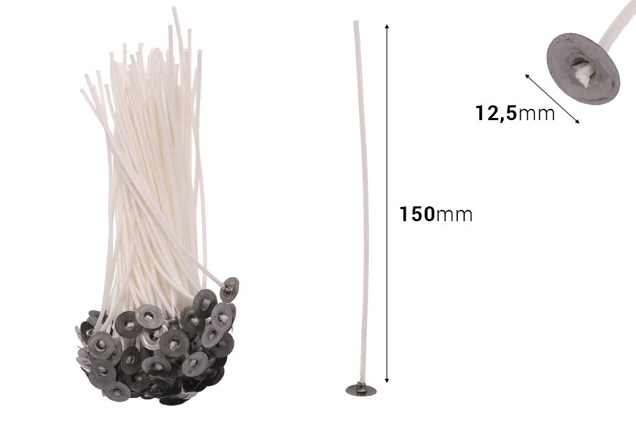 Pamučni voskirani fitilj dužine 150mm - 100 kom