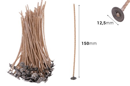 Pamučni i papirni voskirani fitilj dužine 150mm - 50 kom-2