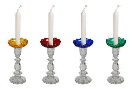 Dekorativna staklena ploča sa rupom u sredini (26 mm) za sveće, više boja - 6 kom-grupa_slika