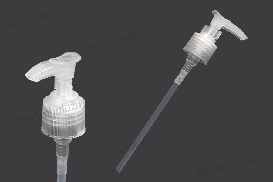 Plastična providna pumpica 24/410 za šampone, kreme ili losione 