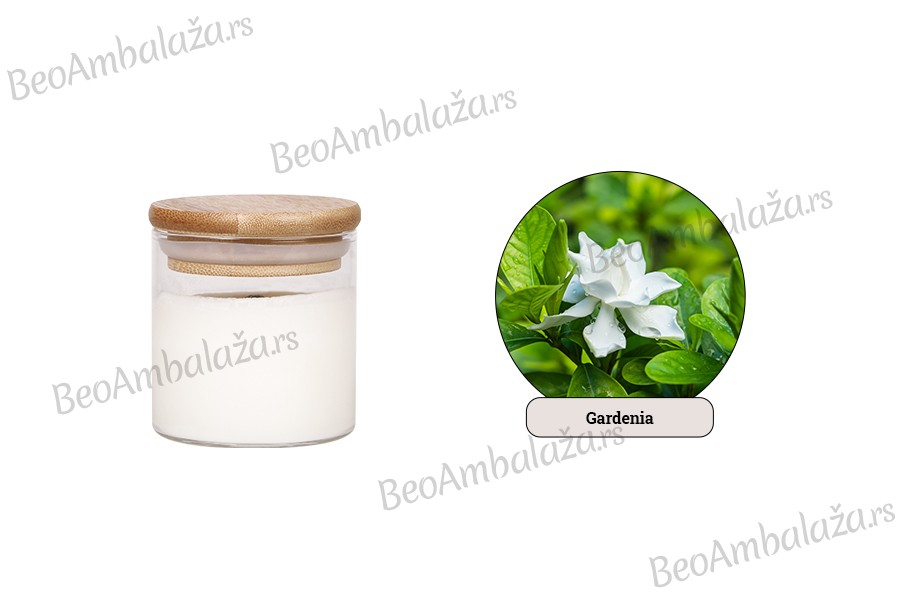 Gardenija - aromatična sveća od sojinog voska sa drvenim fitiljem (110gr)