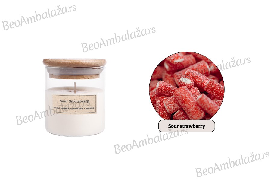Sour Strawberry - Aromatična sveća od sojinog voska sa pamučnim fitiljem (110gr)