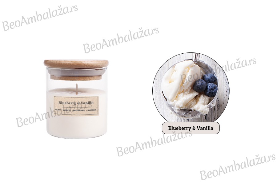 Blueberry & Vanilla - Aromatična sveća od sojinog voska sa pamučnim fitiljem (110gr)