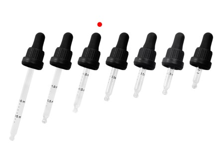 Pipeta od 30mL sa crnim širokim sigurnosnim zatvaračem, oznakama za zapreminu i crnom MAT ili crnom sjajnom gumicom - pojedinačno pakovanje-dimenzije_slike