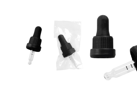 Pipeta od 5mL sa crnim i širokim sigurnosnim zatvaračem, oznakama za zapreminu i MAT ili sjajnom crnom gumicom - pojedinačno pakovanje-dimenzije_slike