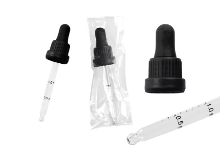 Pipeta od 50mL sa crnim širokim sigurnosnim zatvaračem, oznakama za zapreminu i crnom MAT ili crnom sjajnom gumicom - pojedinačno pakovanje-grupa_slika