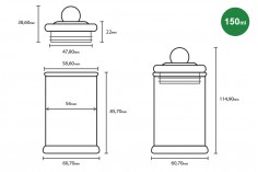 Staklena okrugla tegla 150mL sa staklenim poklopcem i hermetičkim zatvaranjem