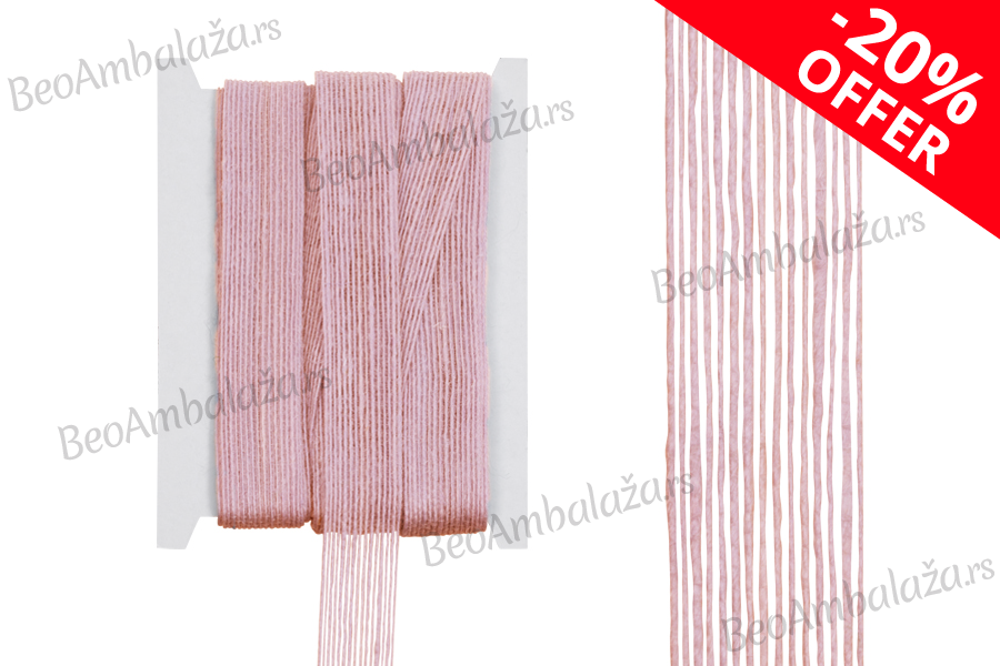 Ukrasna  “gro” traka od lana roze boje, 25mmx10m