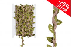 Ukrasna pletenica od kanapa i sa zelenim listovima, 7mmx10m