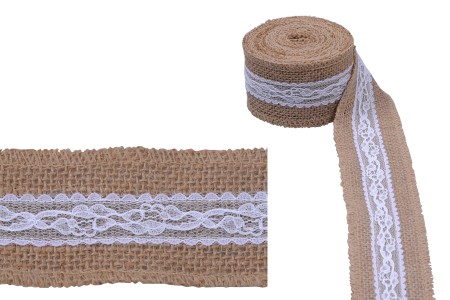 Traka od jute sa čipkom, 50 mm (1 komad je 5m)-slika_proizvoda