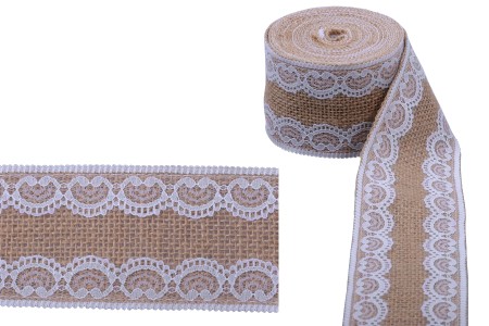 Traka od jute sa čipkom, 60 mm (1 komad je 5m)-slika_proizvoda