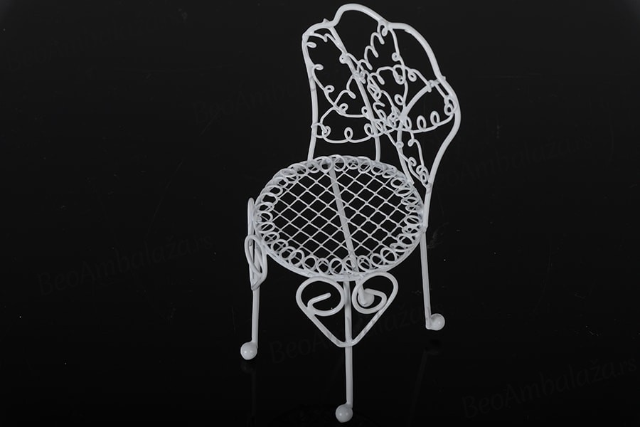 Dekorativna minijaturna metalna stolica, minijatura 60x140mm